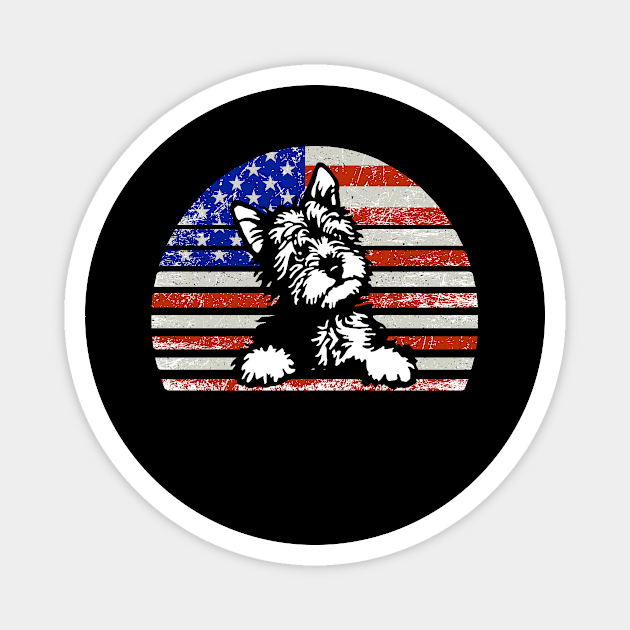 Yorkie Yorkshire Terrier  Vintage dog on American flag   - Yorkie Yorkshire Terrier   DAD and MOM Gift Magnet by YANISOVE